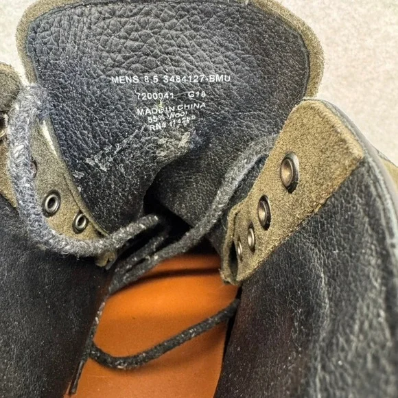 Frye George Adirondack Mens 8.5 Suede Leather Wingtip Lace Up Boots Olive Black - Picture 11 of 16